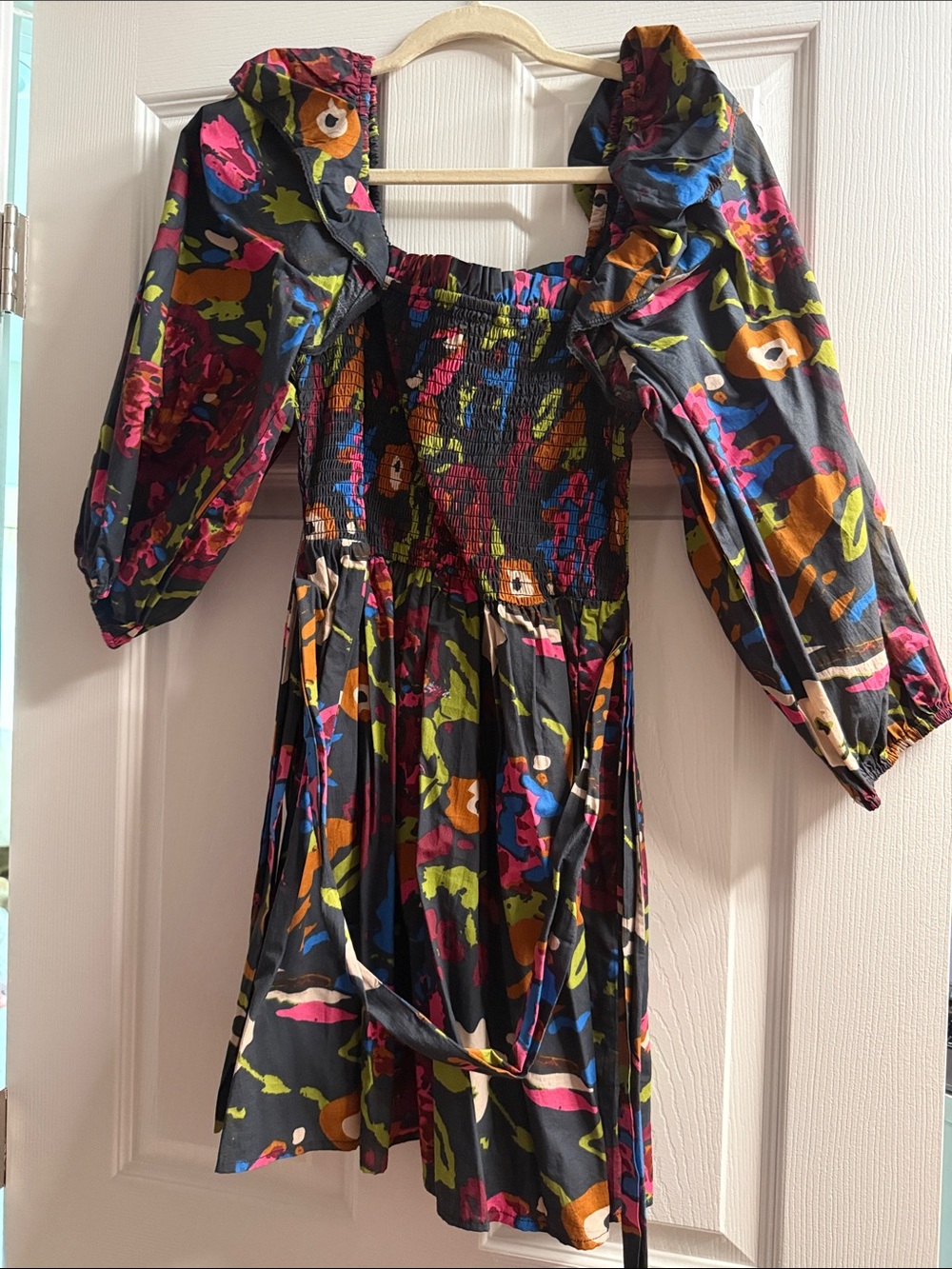 Cleobella Black Multicolor Floral Mini Dress